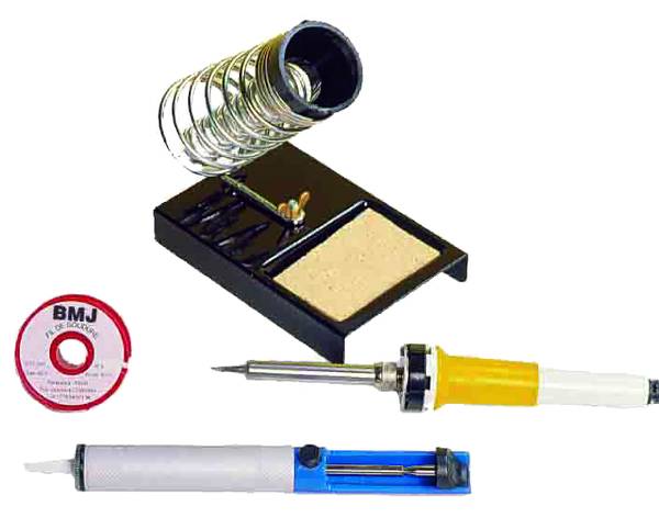 Kit de soudure électronique, étain, fer à souder, support avec éponge, pompe